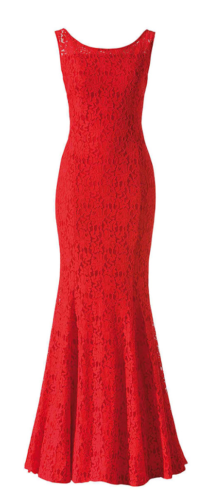 Rotes Spitzenkleid, langes Abendkleid von Minx