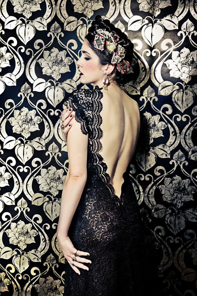 "Anna Karenina Kleid" Couture Kleid schwarz mit tiefem Rücken-Dekolleté. Lena Hoschek 2014 Kleider 50er Stil, Russian Rose, Lena Hoschek 2014
