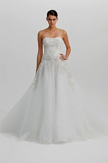Marchesa Brautmode - opulentes Brautkleid mit weitem Tüllrock und Broderien Hochzeit 2013 - Marchesa