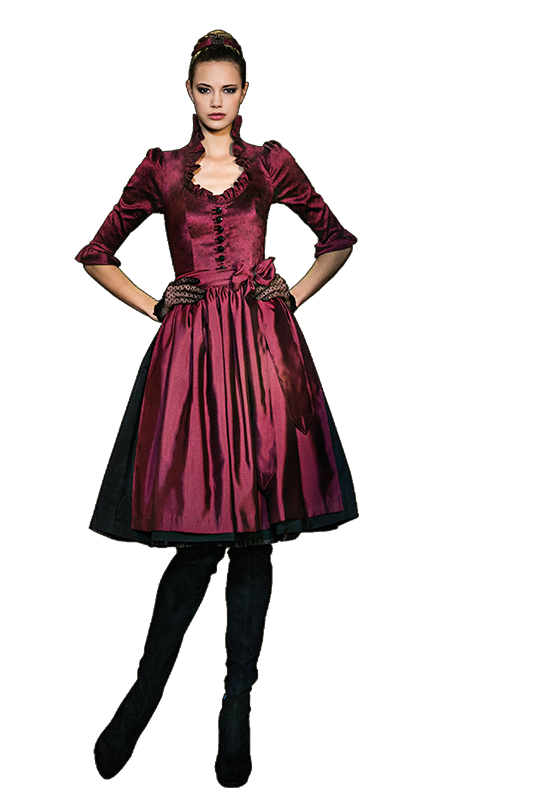 Abenddirndl kurz - Dirndlkleid mit Leib aus Seidenstretch - Jacquard und Rockteil aus Uniseide sowie Glasknöfpen Euro 680,- ohne Schürze. Mothwurf Abenddirndl kurz