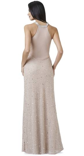 Abendkleid mit schmaler Silhouette in Nude. SS 2014 Adrianna Papell Abendkleider lang, Adrianna Papell