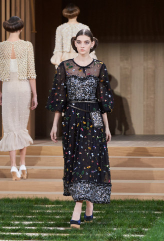 Chanel Abendkleider 2016, Karl Lagerfeld Schwarzes Abendkleid, Chanel