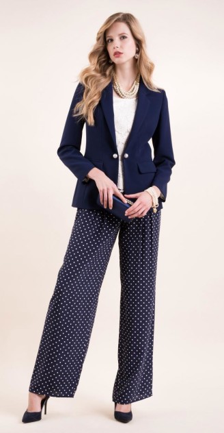 Crepe fabric jacket, printed crepe de Chine Trousers. Luisa Spagnoli legerer Abendanzug