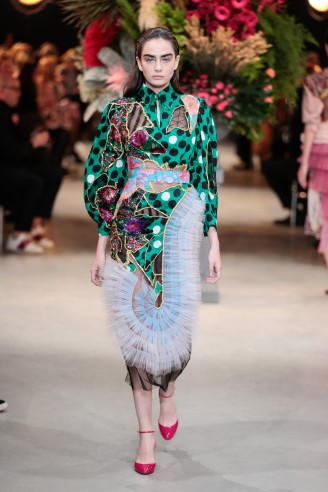 Kollektion 2017, fotocredit Victor & Rolf Grün, türkis und bunt - Cocktailkleid Victor und Rolf